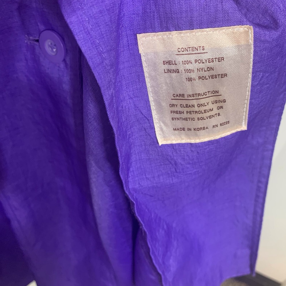 EUC Vintage Elco‎ Purple Nylon Polyester Double Breasted Trench Coat Size 9/10 - Picture 7 of 7